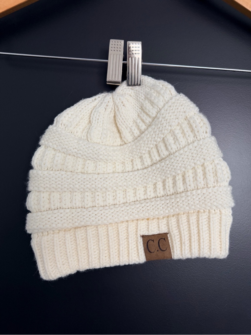 C.C Cream Knit Beanie Hat